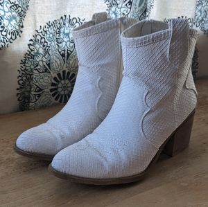 White Faux snake skin boots